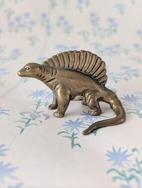 Vintage 70s Brass Dinosaur Figurine Small Paperweight Boho Decor MCM Mid Century